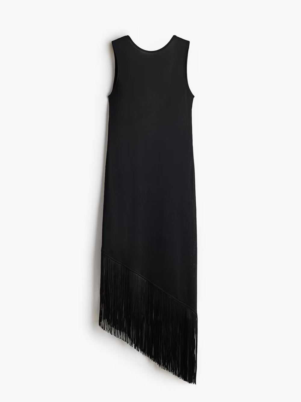 H&M Sleeveless Black Fringe Asymmetrical Dress